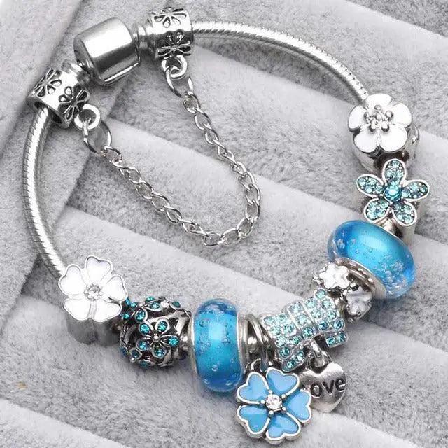 Retro blaue Armbänder aus Silber