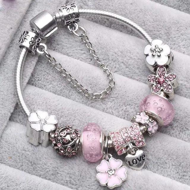 Retro rosa Silber Schlüsselanhänger
