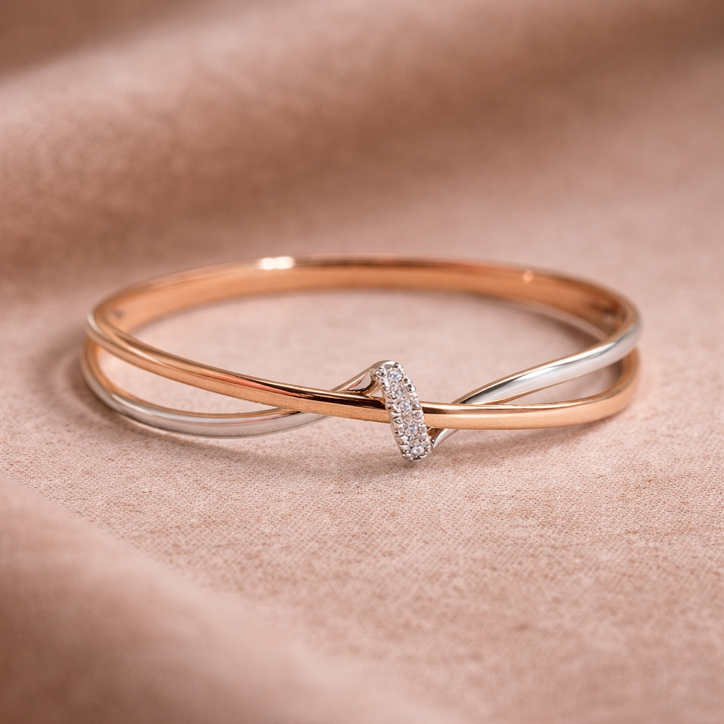 Ring Geflochten aus Roségold und Silber