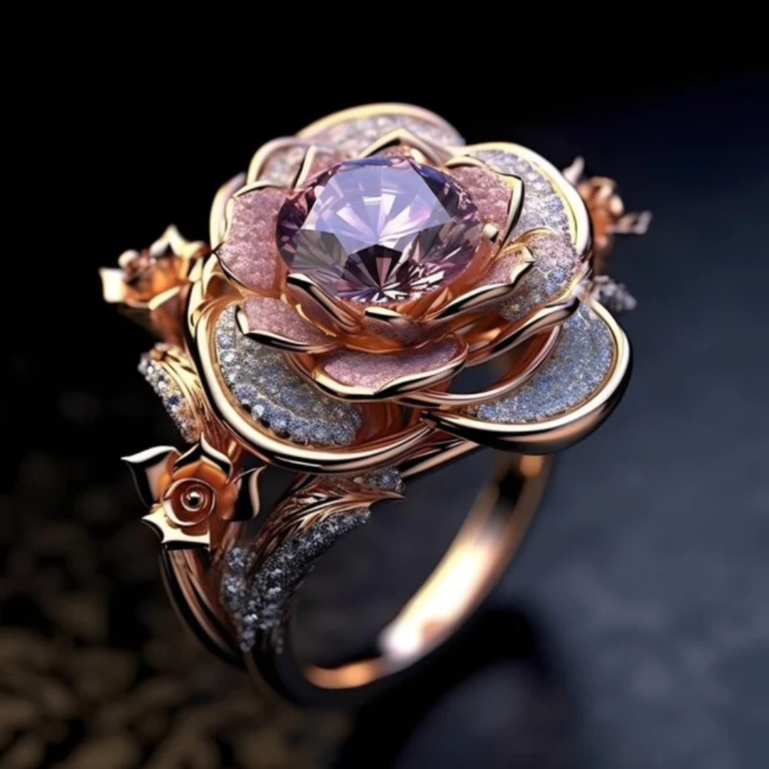 Ringe mit exotischen Blumen in Schichten