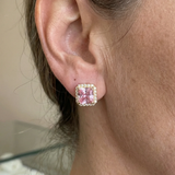Rosa-Saphir-Pavé-Ohrstecker | Mischgold