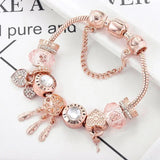 Rosa Traumfänger-Armband mit Silberanhängern