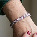 Rosastreifen-Tennisarmband | Weissgold