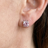 Runde Ohrringe aus rosa Saphir | Weissgold