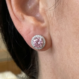 Runde Pavé-Ohrstecker in Pink | Weissgold