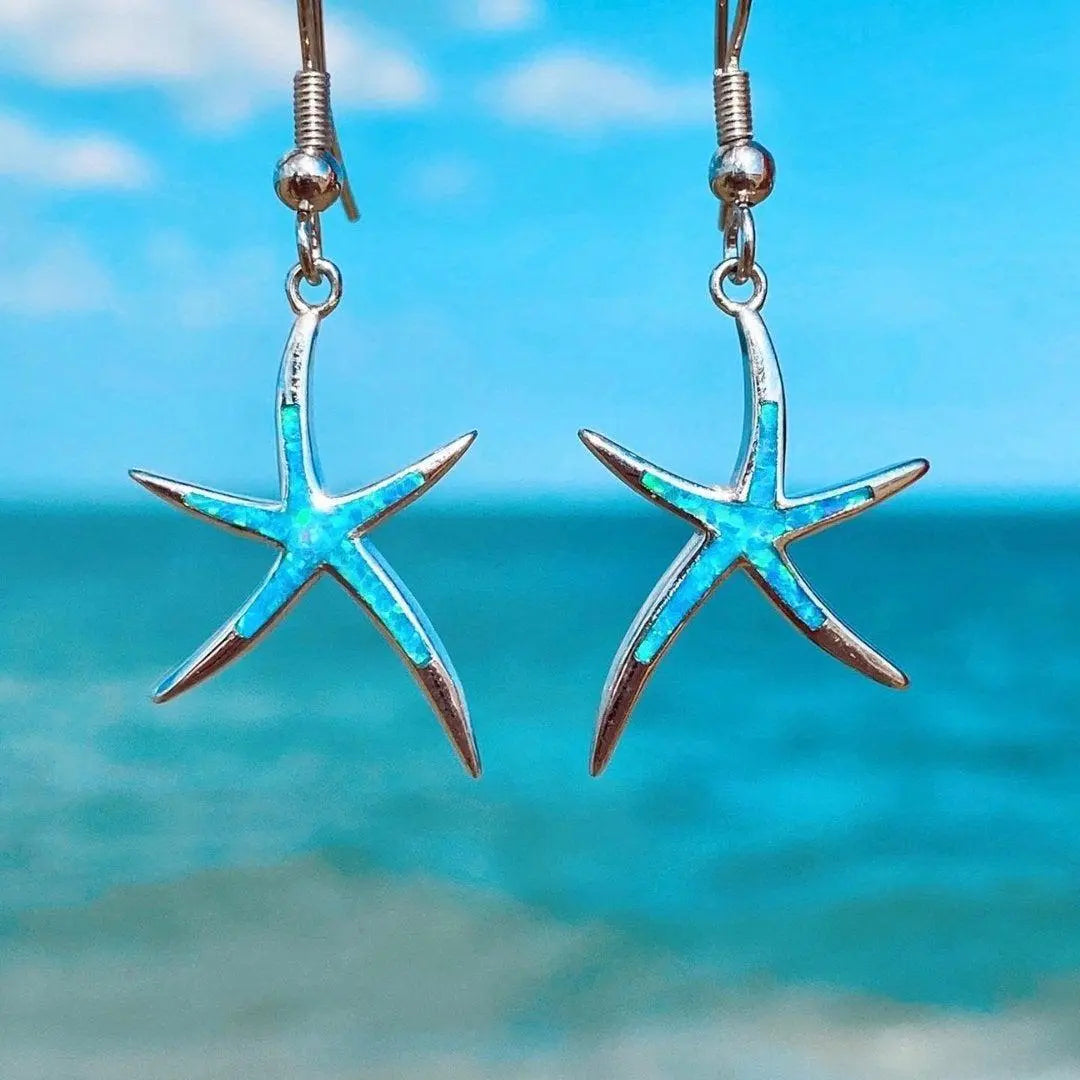 Sternenohrringe aus Opal und Silber