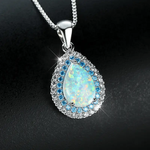 Tropfen Halskette aus leuchtendem Blauen Opal