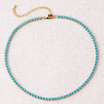 Türkises Rundes Tennis-Halsband | Gold