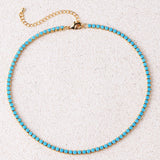 Türkises Rundes Tennis-Halsband | Gold