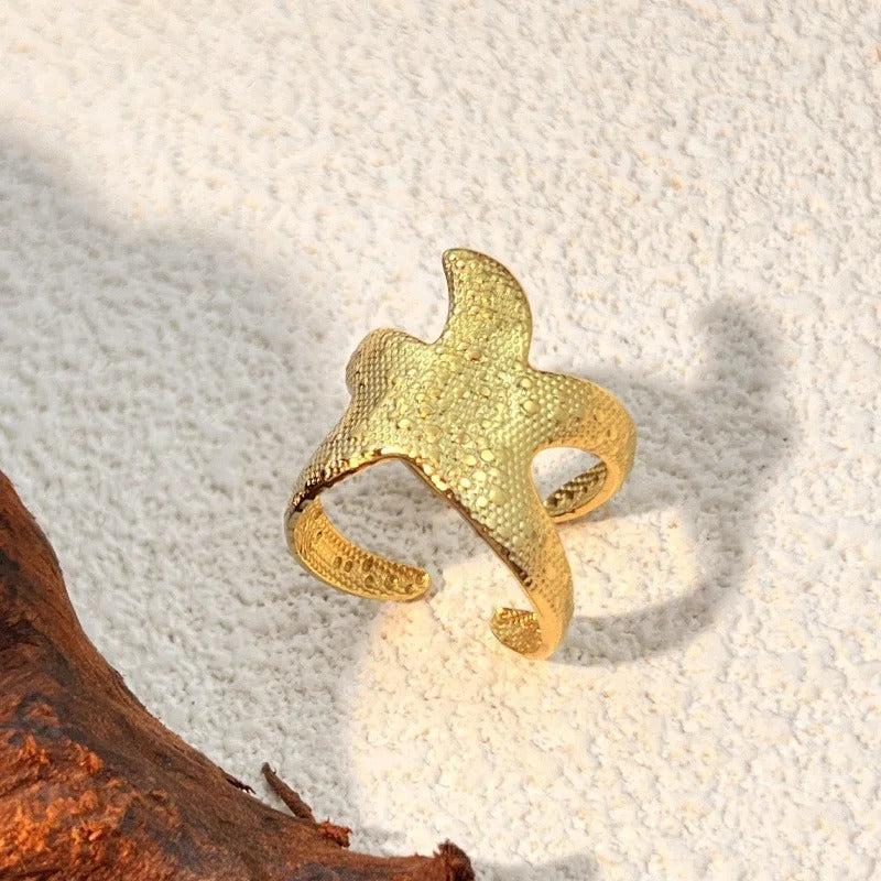 Verstellbarer Retro-Goldring „Seestern“