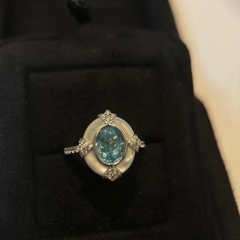 Verstellbarer Retro-Ring aus Silber mit Amazonit