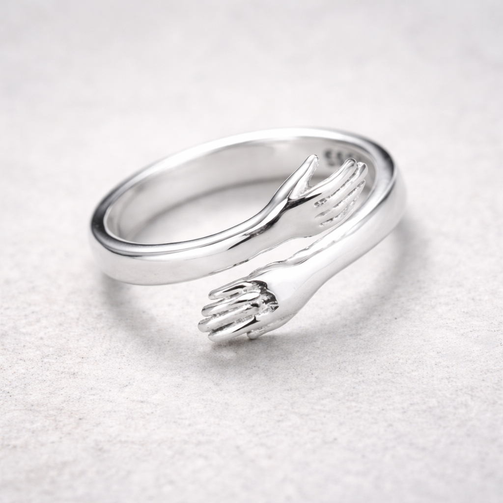 Verstellbarer Ring im Umarmungsstil in Silber