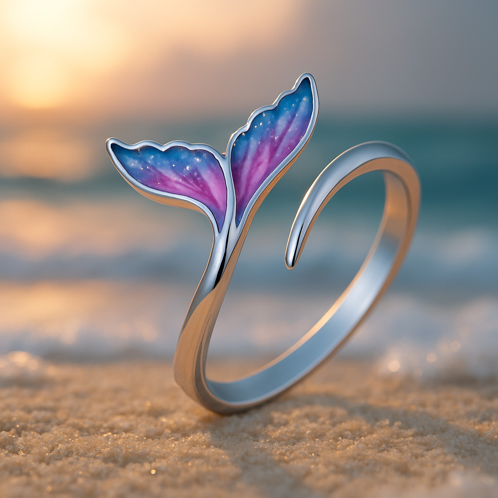 Verstellbarer Ring mit bunter Delfinschwanz
