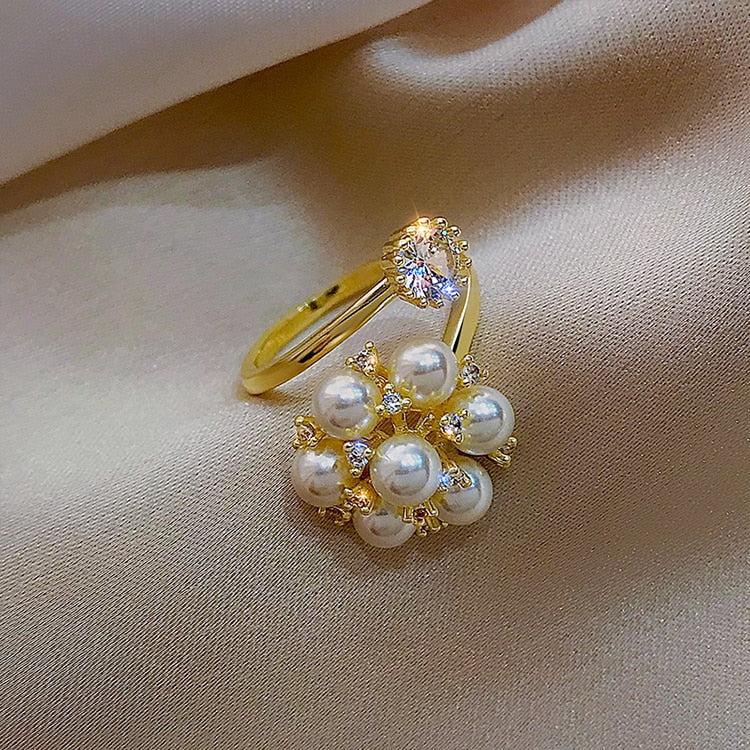 Verstellbarer Ring mit niedlichen Perlen