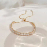 Verstellbares Armband aus Zirkonia in Gold und Silber