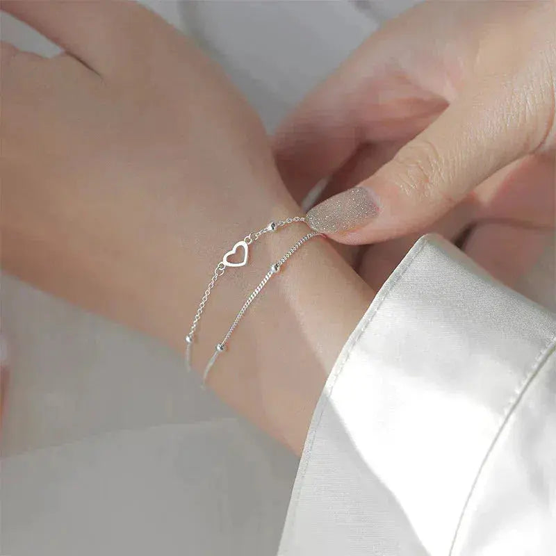 Verstellbares Silberarmband mit Herz
