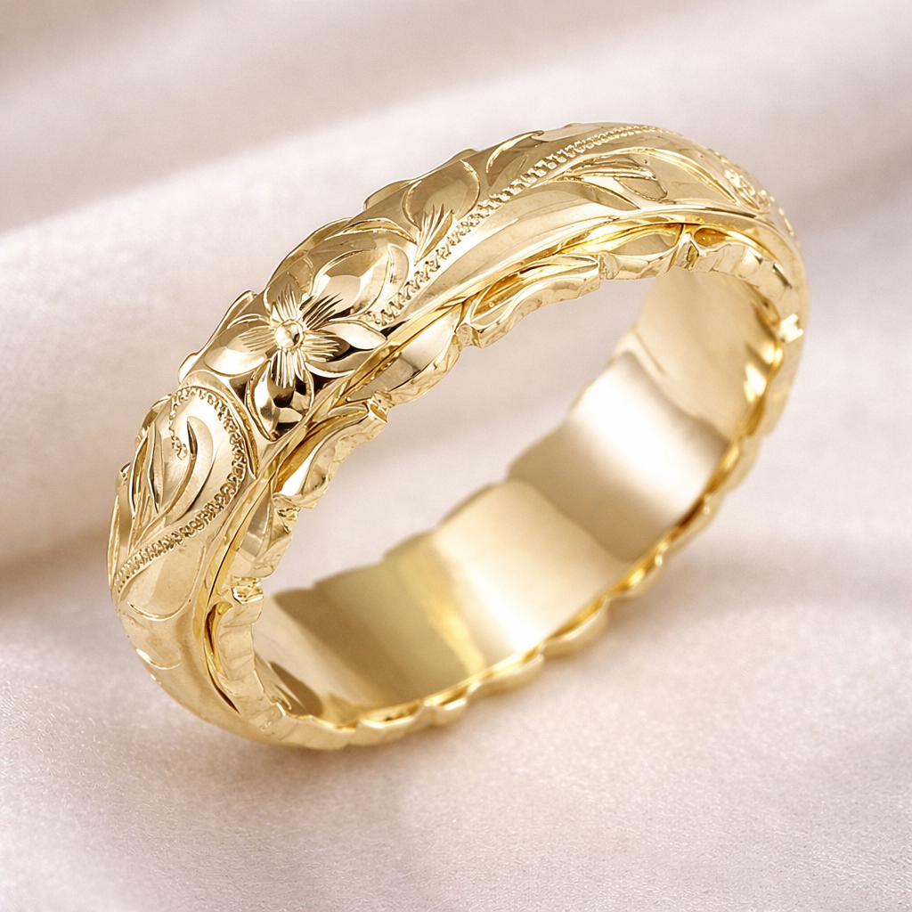 Vintage Goldring mit Blume