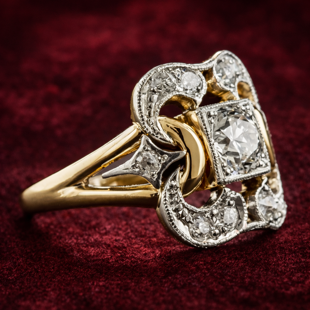 Vintage Goldring mit Zirkonia