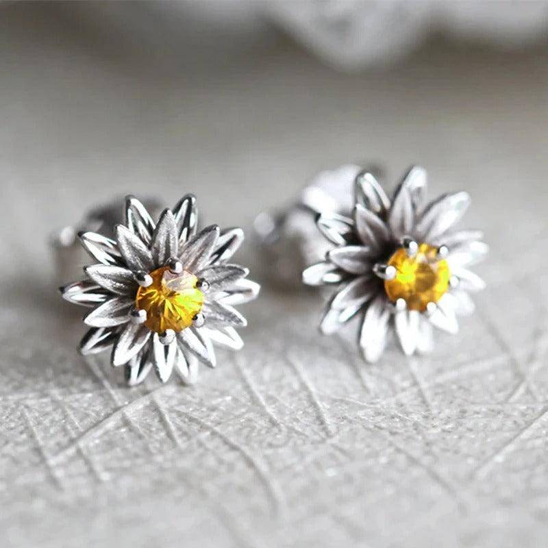 Vintage Ohrringe Silber mit Blume