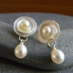 Vintage Ohrringe aus Silber mit Margeriten