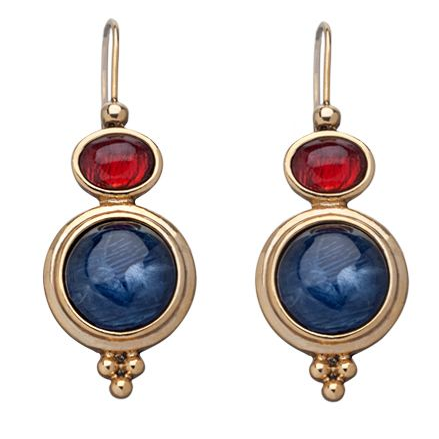 Vintage Ohrringe mit blauen und roten Steinen