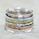 Vintage-Ring aus Gold und Silber mit Rad