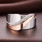 Vintage-Ring aus Roségold und Silber mit Zirkonia