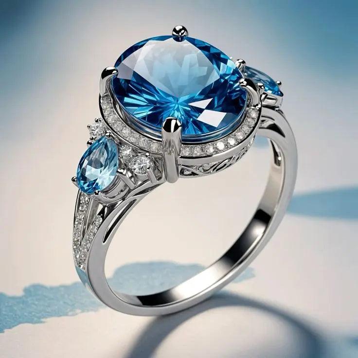 Vintage Ring aus Silber mit blauen Kristall