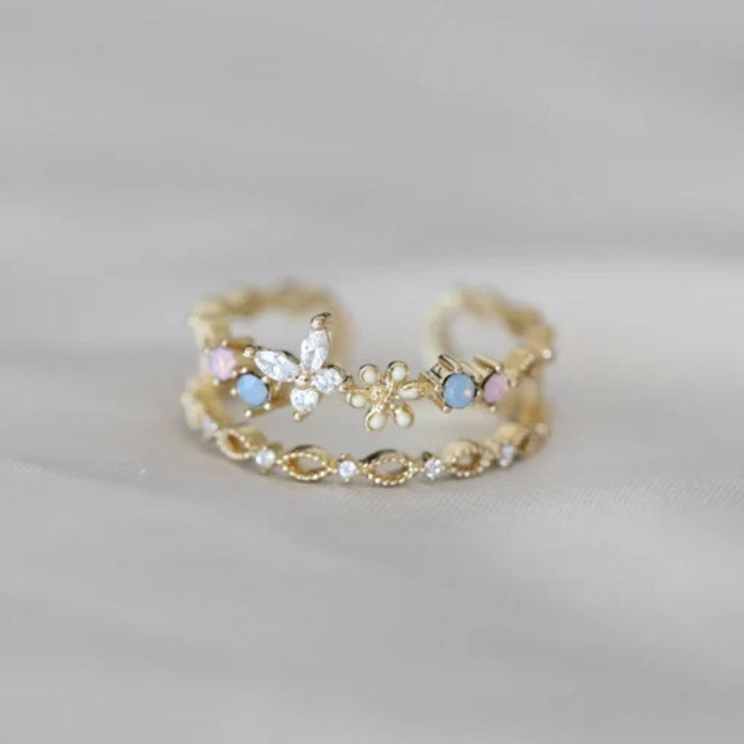 Vintage Ring mit Blume in Gold