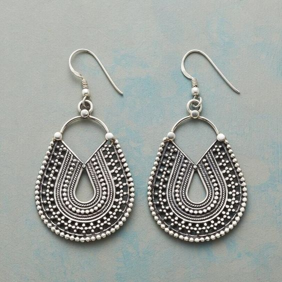Vintage Silber Ohrringe mit hängendem Mandala