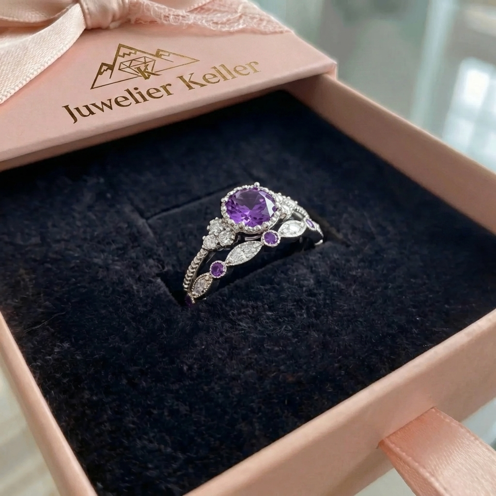 Violetis Krone Ring Set | Weissgold