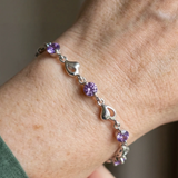 Violettes Herz Halskette | Weissgold